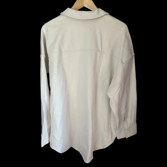 Madewell Ponte Oversized Shirt Jacket Linen Ivory Large NWT - Picture 6 of 10